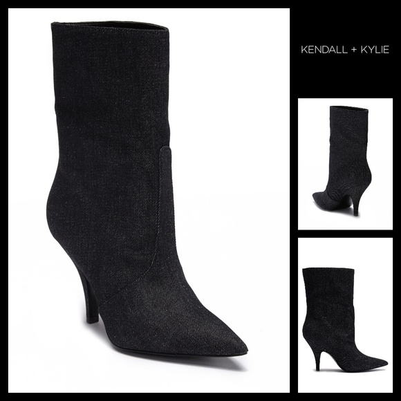 Kendall & Kylie Shoes - Kendall & Kylie Black Calie Mid Calf Denim Boot